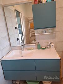 mobile del bagno con specchiera,colore verde-blu 