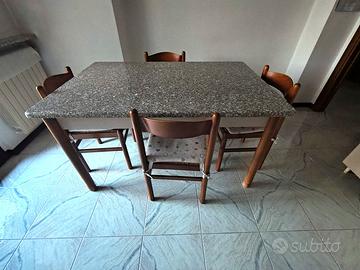 Tavolo in granito (145x95) + 4 sedie legno