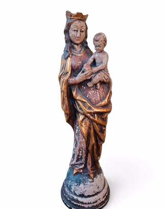 Antica statua sacra madonna  con bambino 
