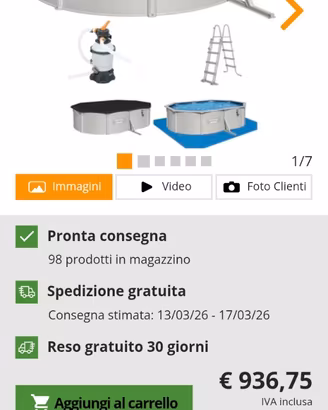 Piscina fuori terta rigida, nuova. 5x3x1.2, da mon