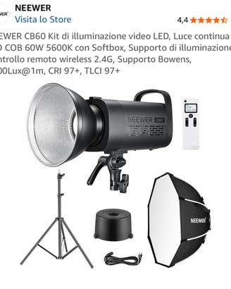 Luce Video LED Neewer CB60 60W + Softbox e Stativo