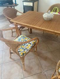 Tavolo e sedie vimini rattan
