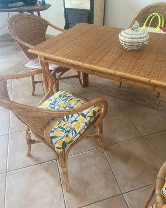 Tavolo e sedie vimini rattan