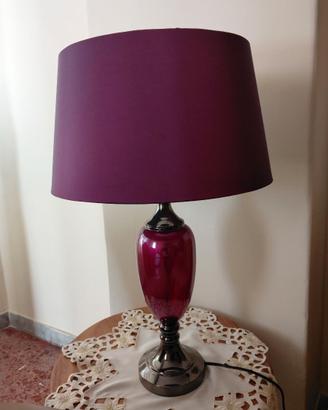 Abat-jour lampada da tavolo con paralume prugna