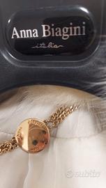 Giacca in pelle bianca e pelliccia taglia 42