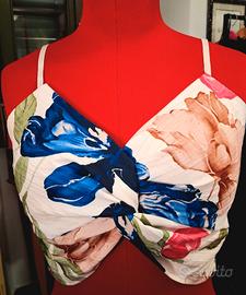 Top floreale S M Spalline regolabili