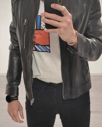 Giubbino Biker vera pelle