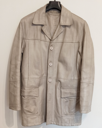 Giacca trench in pelle da uomo tg M