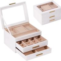 Scatola Portagioie, 3 Strati, 2 Cassetti, Velluto,