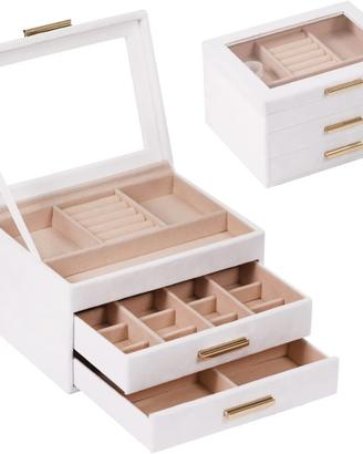 Scatola Portagioie, 3 Strati, 2 Cassetti, Velluto,