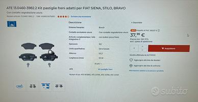 Pastiglie freno fiat siena stilo bravo