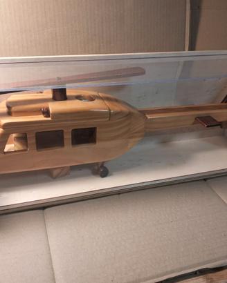 Modellino Elicottero legno con teca