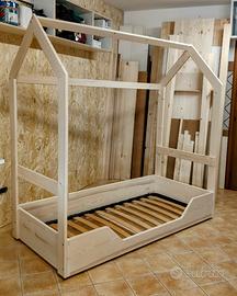 Lettino Montessori bambini Casetta 80*190 