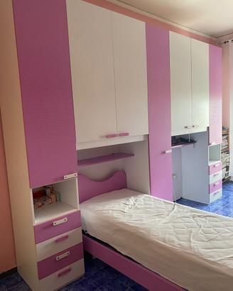 Cameretta doppio ponte bianca e rosa