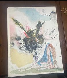 Senza cornice litografia stampata Dalì