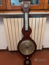 Barometro antico da parete in legno con termometro