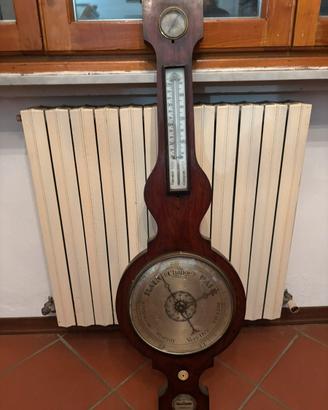 Barometro antico da parete in legno con termometro