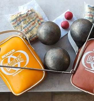 SET 4 BOCCE UNIBLOC IN BRONZO GIALLO VINTAGE