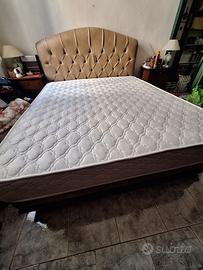 LETTO MAT. CONTENITORE TESTIERA PELLE + MATERASSO
