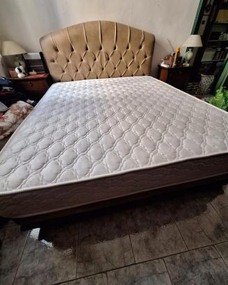 LETTO MAT. CONTENITORE TESTIERA PELLE + MATERASSO
