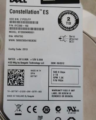 Lotto 5 HDD SAS 7.2K 2 TB 3,5" - Seagate + HGST