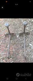Coppia di Andiron Antichi in Ferro Battuto