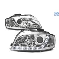 FARI AUDI A3 8P 03-08 LUCE DIURNA A LED FONDO CROM