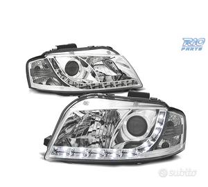 FARI AUDI A3 8P 03-08 LUCE DIURNA A LED FONDO CROM