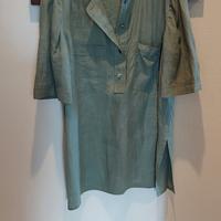 Camicia lino donna manica corta verde salvia t44