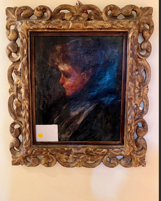 PREGIATOdipintoOLIORitrattoBAMBINOcorniceDORATA900