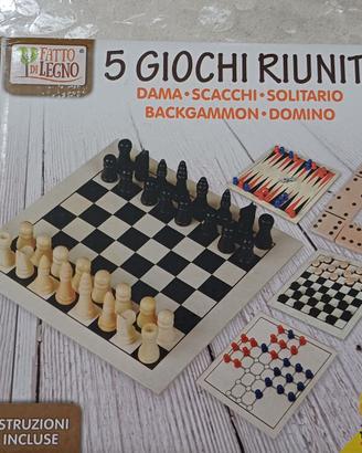 5 giochi riuniti in legno