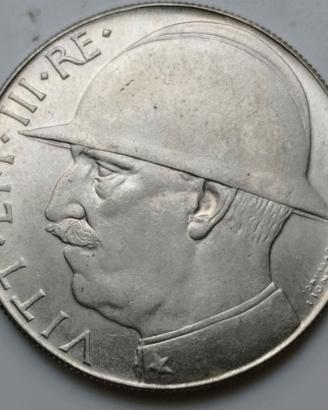 20 LIRE 1928 ELMETTO O CAPPELLONE V. E. III