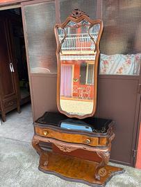 Consolle in legno + specchio