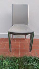 n°4 sedie impilabili in ecopelle con gambe cromate