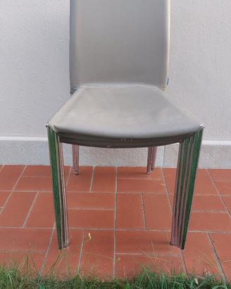 n°4 sedie impilabili in ecopelle con gambe cromate
