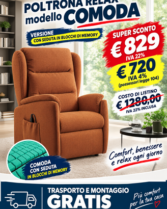 POLTRONA RELAX ALZAPERSONA 2 motori COMODA - NUOVA