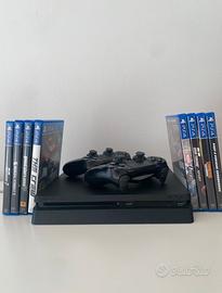 playstation 4 slim con 9 giochi e 2 controller