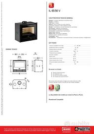 Inserto a Legna Ventilato   65/56 VV  by PIAZZETTA