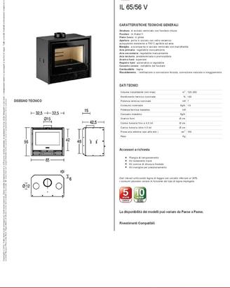 Inserto a Legna Ventilato   65/56 VV  by PIAZZETTA