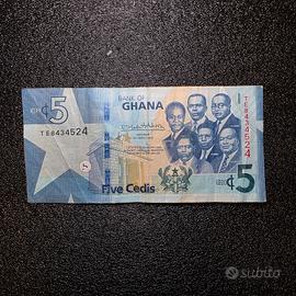 Banconota Ghana Cedis 5 Numismatica Rara blu