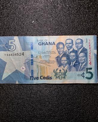Banconota Ghana Cedis 5 Numismatica Rara blu