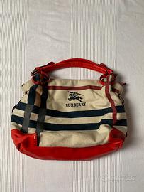 Borsa burberry a mano e fondo in pelle rossa donna