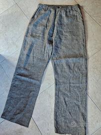 100% LINO PANTALONI SARTORIA SARACENA TAGLIA XL