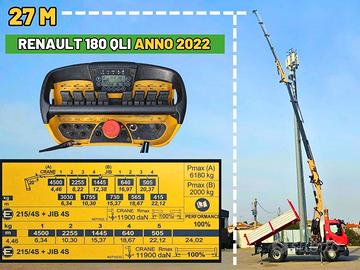 Camion ribaltabile Renault D WIDE 250 + GRU 27 m
