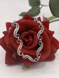 bracciale vintage filigrana argento 800 onde 19 cm