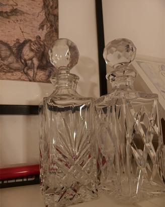 Coppia di Decanter da Liquore in vetro lavorato