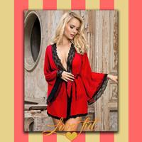 Sensuale Kimono Rosso con Pizzo Nero