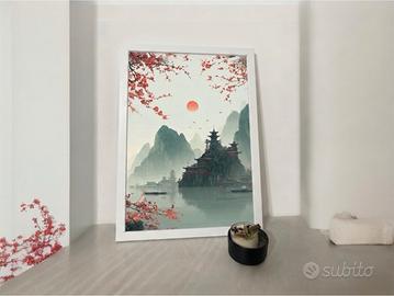 Splendido Poster in Stile Orientale Incorniciato