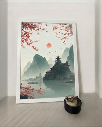 Splendido Poster in Stile Orientale Incorniciato