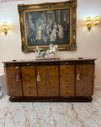 Credenza buffet in legno con intarsi e cassetti